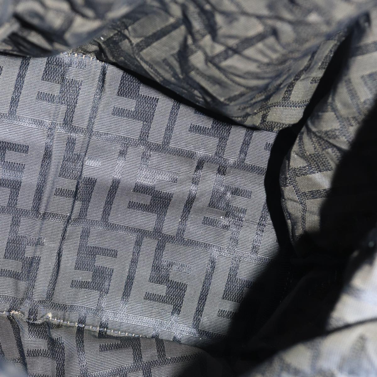 FENDI Zucca Canvas Tote Bag Black Brown Auth ep4488