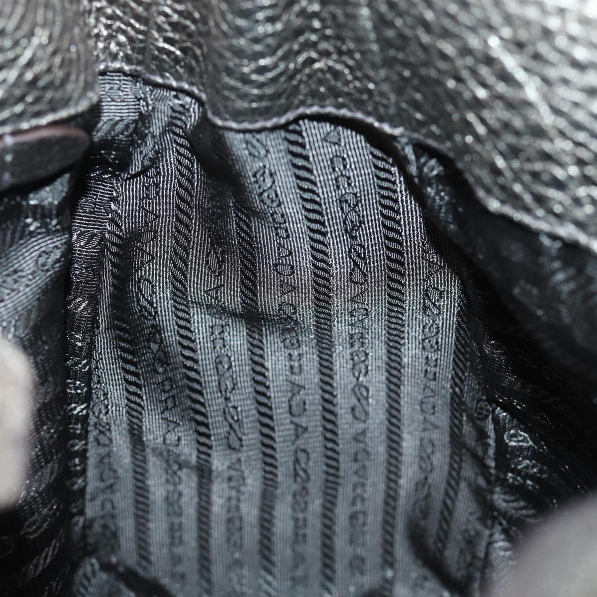 PRADA Shoulder Bag Leather Silver Auth ep4586