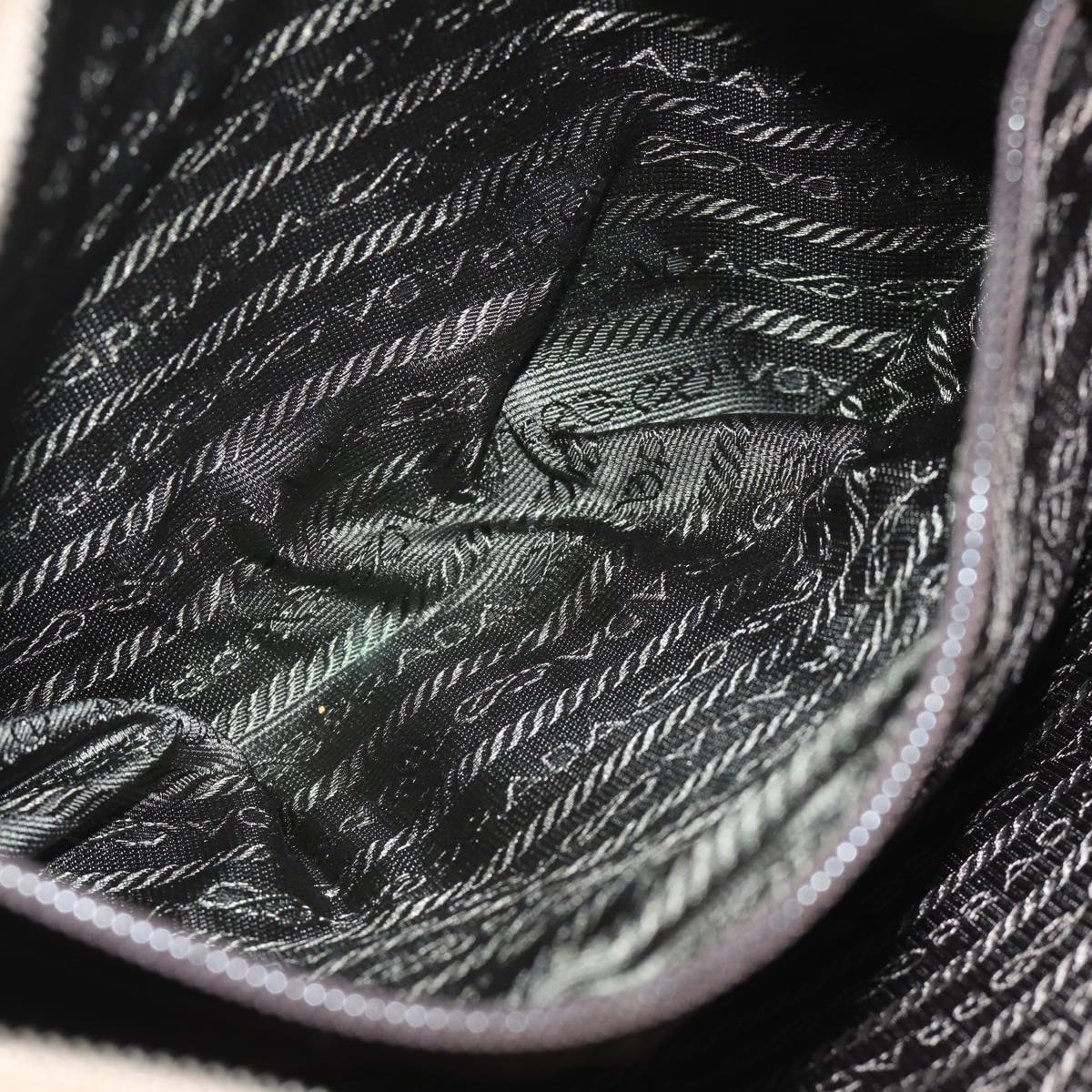 PRADA Hand Bag Canvas Beige Auth ep4722