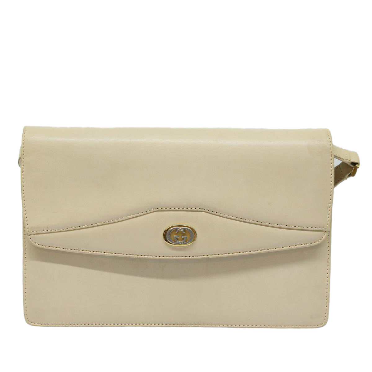 GUCCI Shoulder Bag Leather Cream 004 406 0105 Auth ep5064