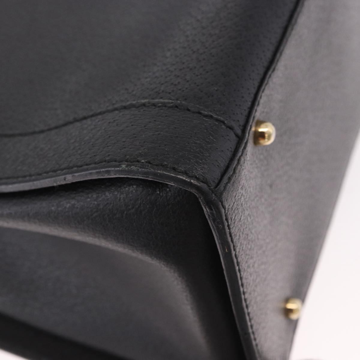 GUCCI Bamboo Hand Bag Leather Black Gold 002 1186 0259 Auth ep5273