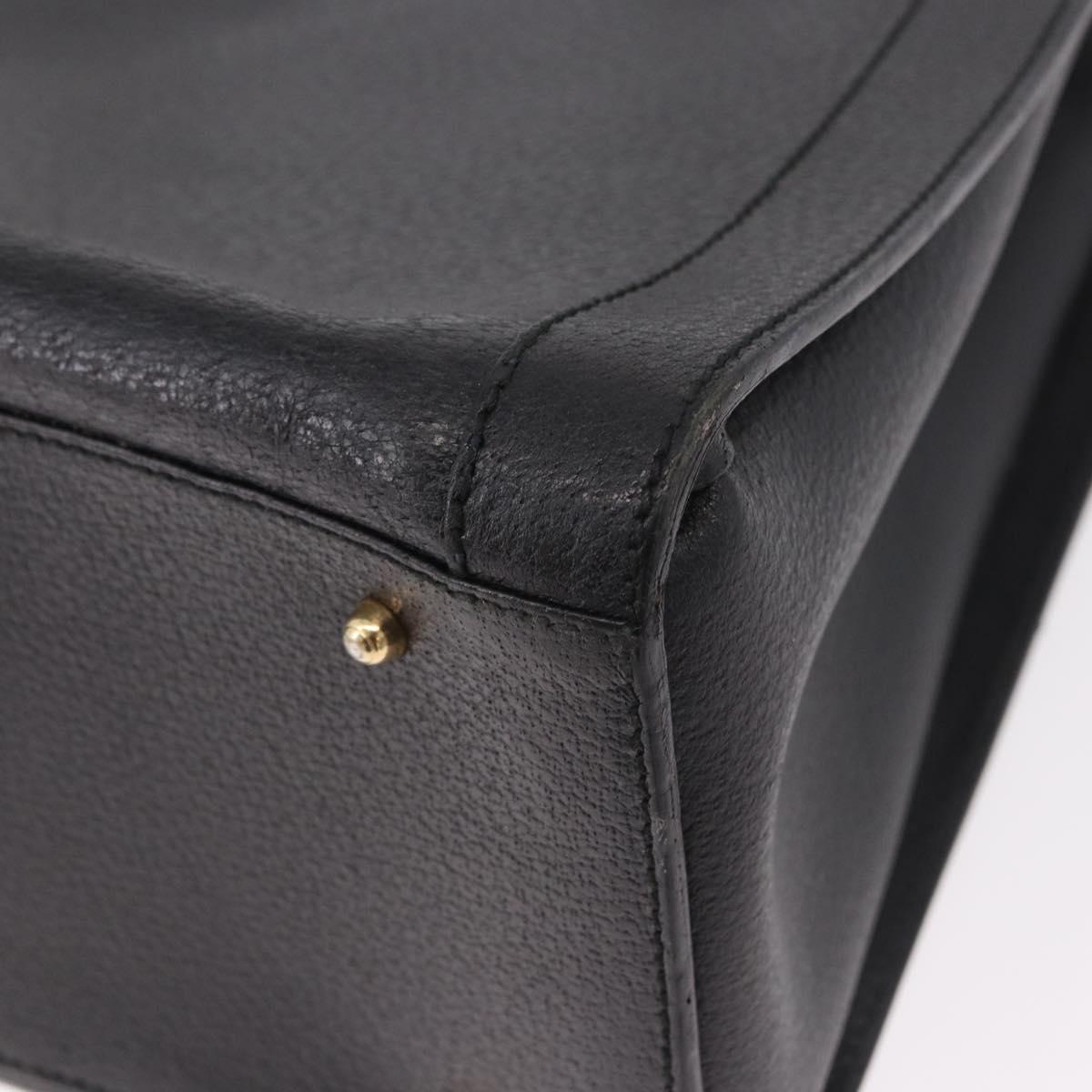 GUCCI Bamboo Hand Bag Leather Black Gold 002 1186 0259 Auth ep5273