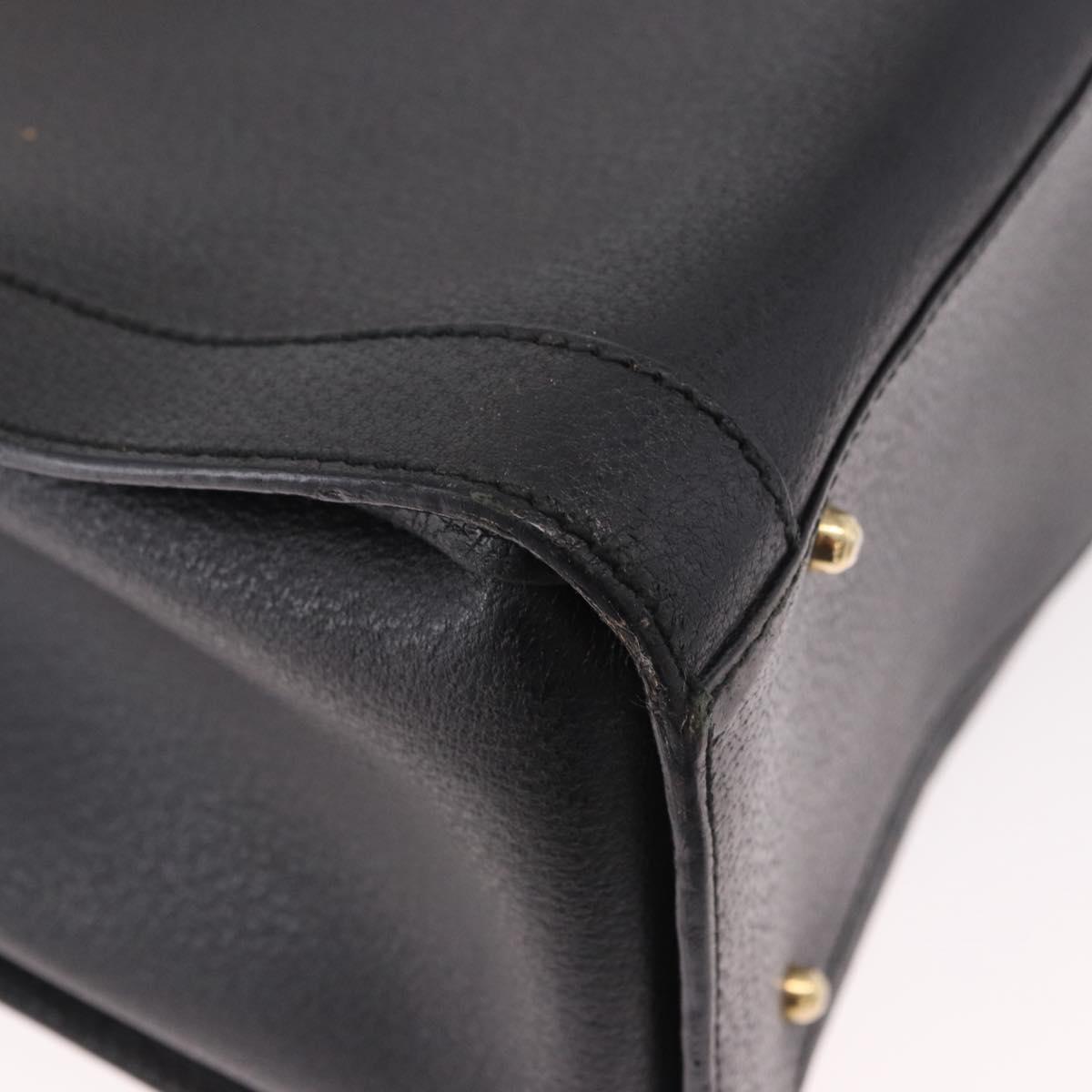 GUCCI Bamboo Hand Bag Leather Black Gold 002 1186 0259 Auth ep5273