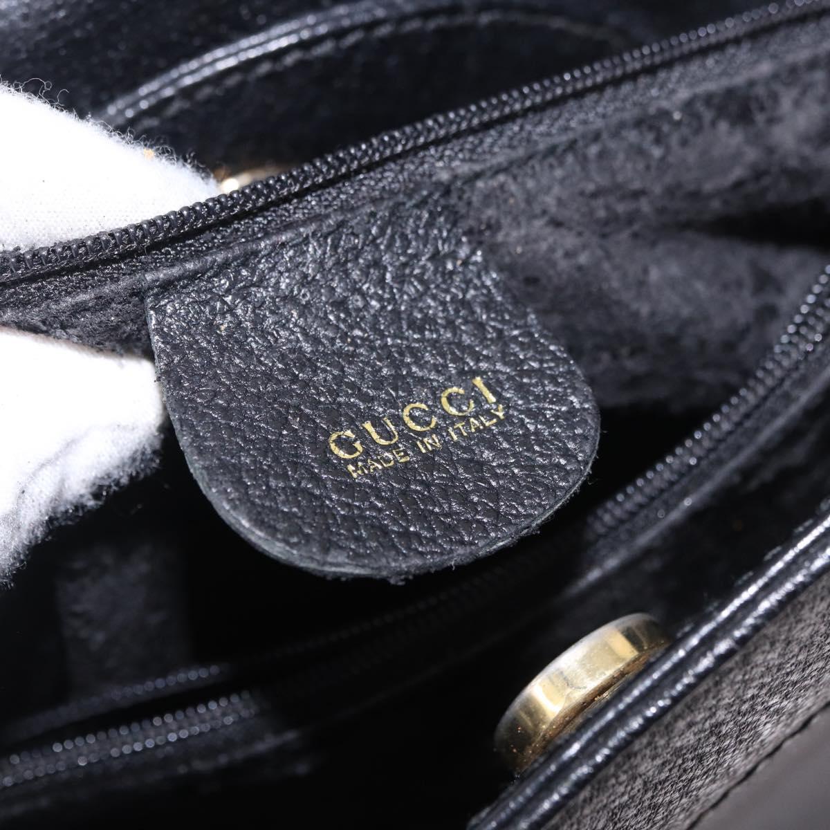 GUCCI Bamboo Hand Bag Leather Black Gold 002 1186 0259 Auth ep5273