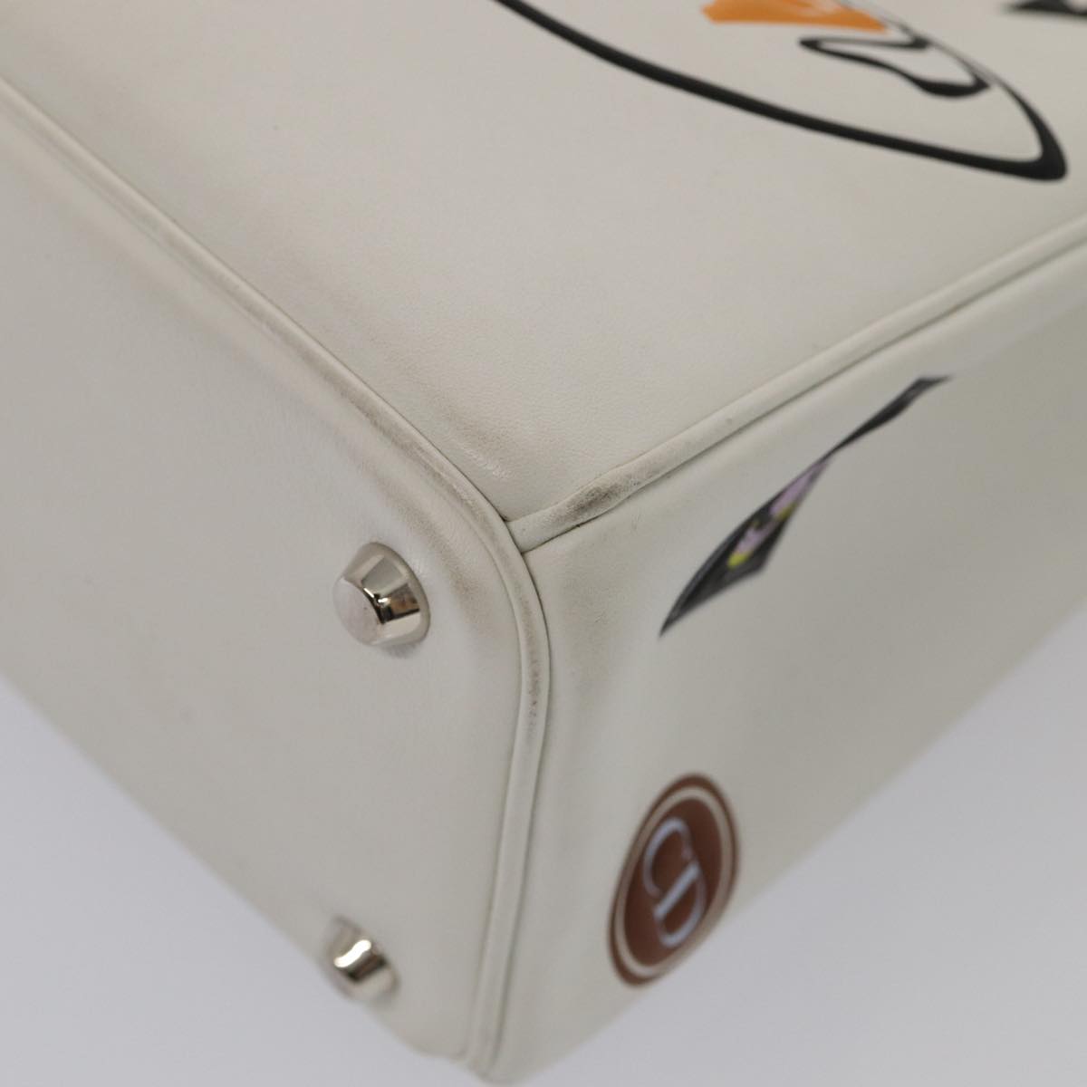 Christian Dior Hand Bag Leather 2way Silver White Auth ep5275AV