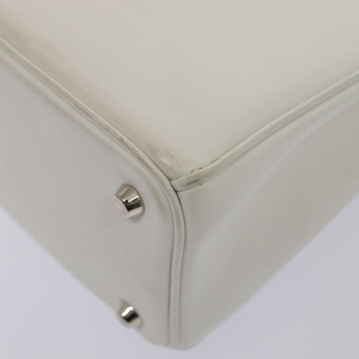 Christian Dior Hand Bag Leather 2way Silver White Auth ep5275SAV