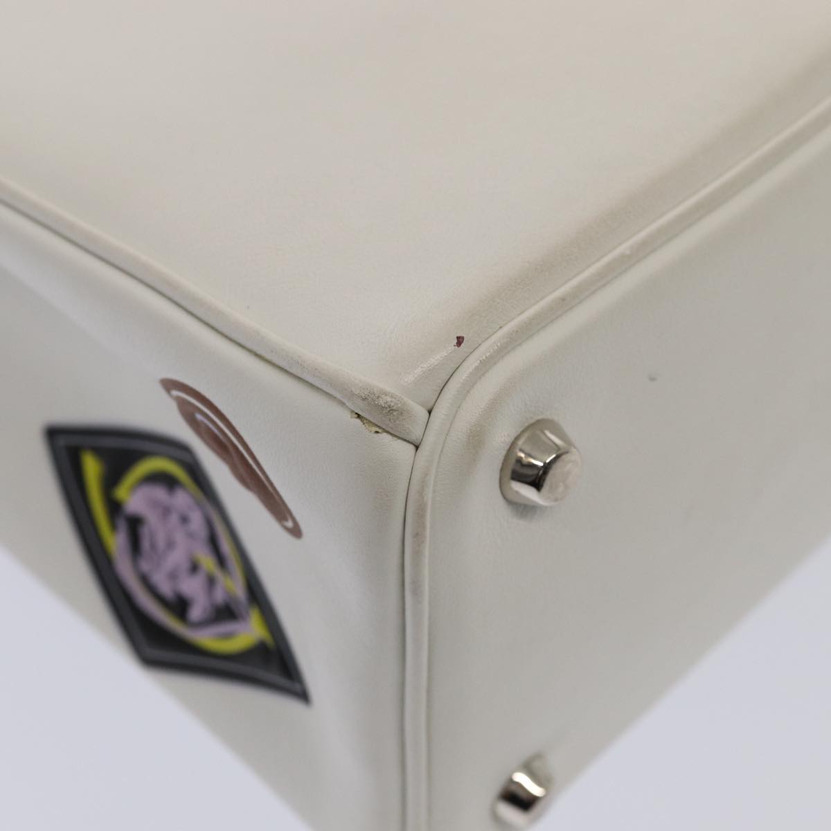 Christian Dior Hand Bag Leather 2way Silver White Auth ep5275AV