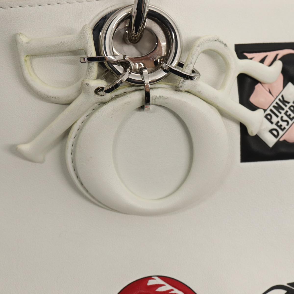 Christian Dior Hand Bag Leather 2way Silver White Auth ep5275AV