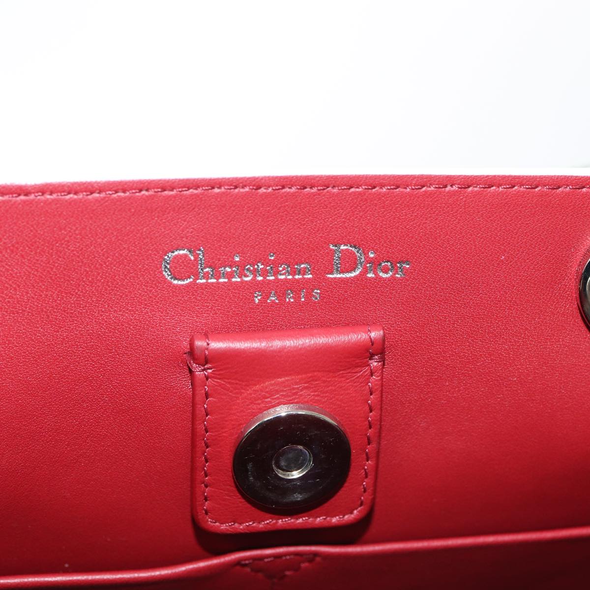 Christian Dior Hand Bag Leather 2way Silver White Auth ep5275AV
