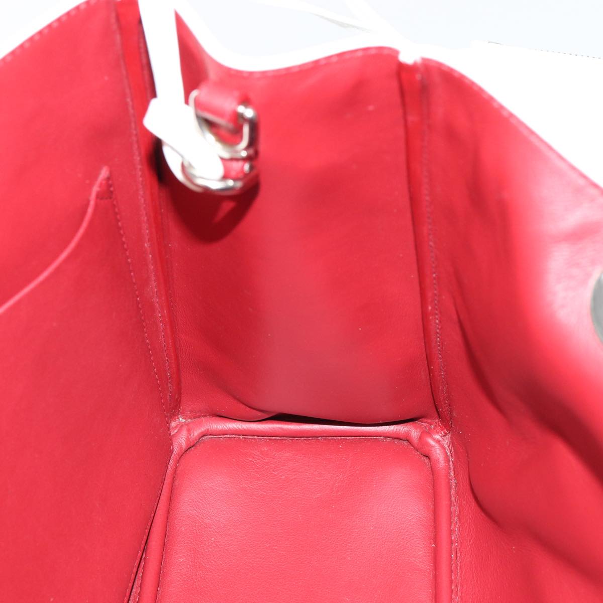 Christian Dior Hand Bag Leather 2way Silver White Auth ep5275AV