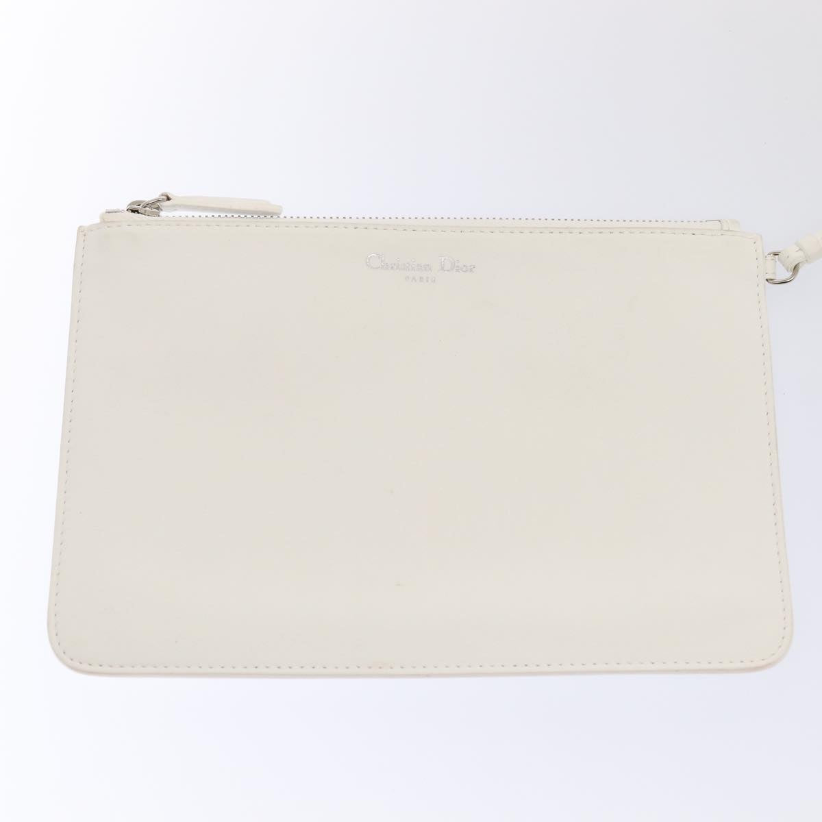 Christian Dior Hand Bag Leather 2way Silver White Auth ep5275SAV