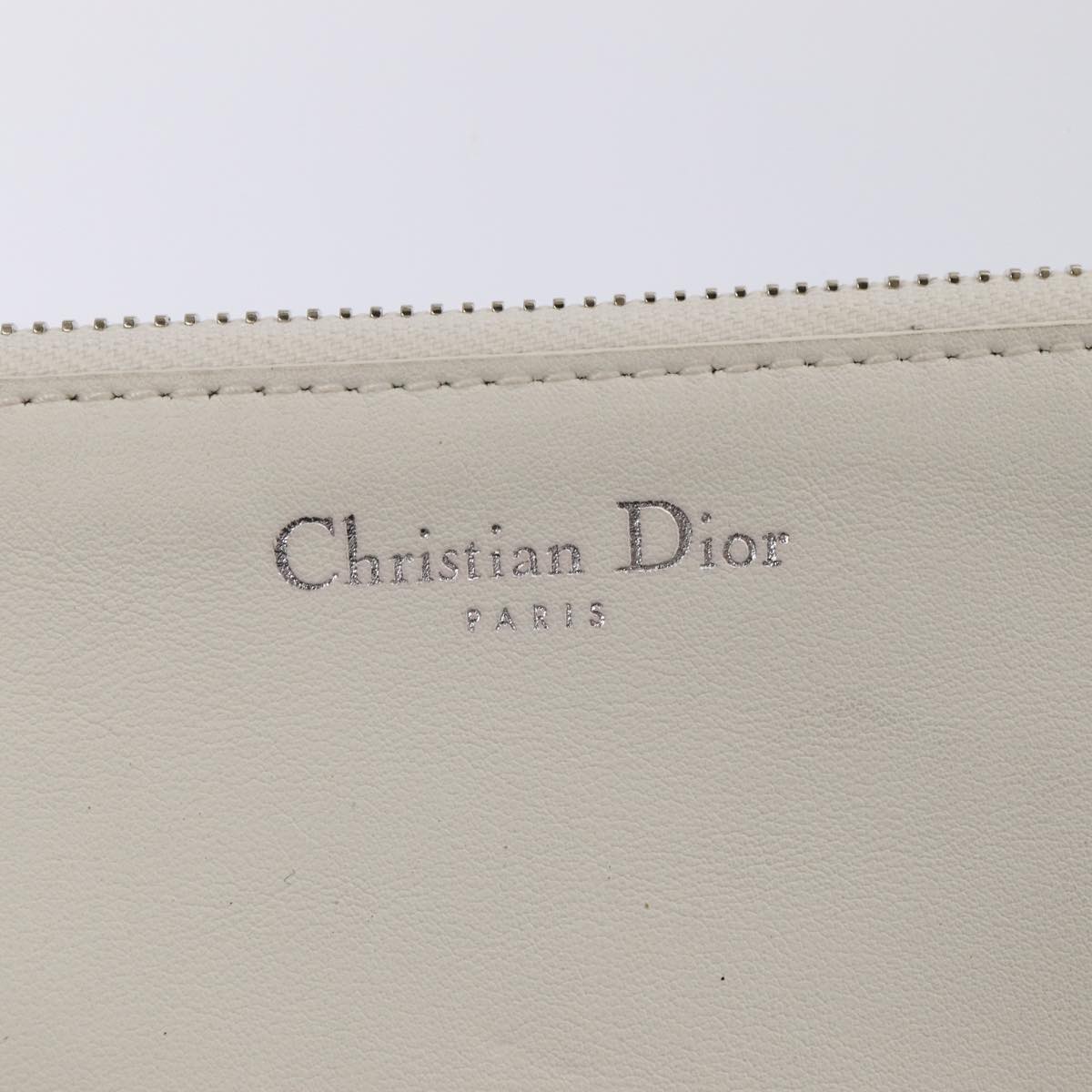 Christian Dior Hand Bag Leather 2way Silver White Auth ep5275SAV