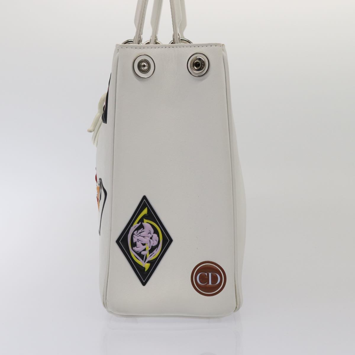 Christian Dior Hand Bag Leather 2way Silver White Auth ep5275AV