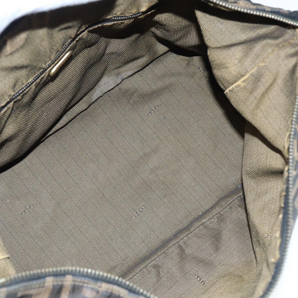 FENDI Zucca Canvas Vanity Bag Brown Black gold Auth ep5316