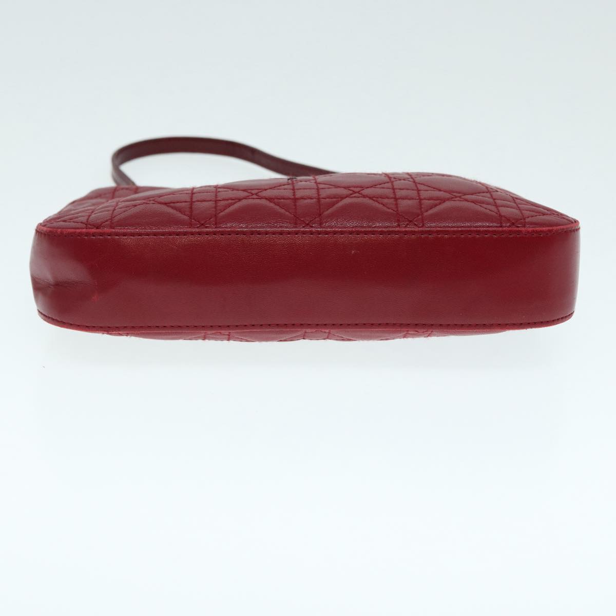 Christian Dior Canage Accessory Pouch Leather Red Gold Auth ep5334