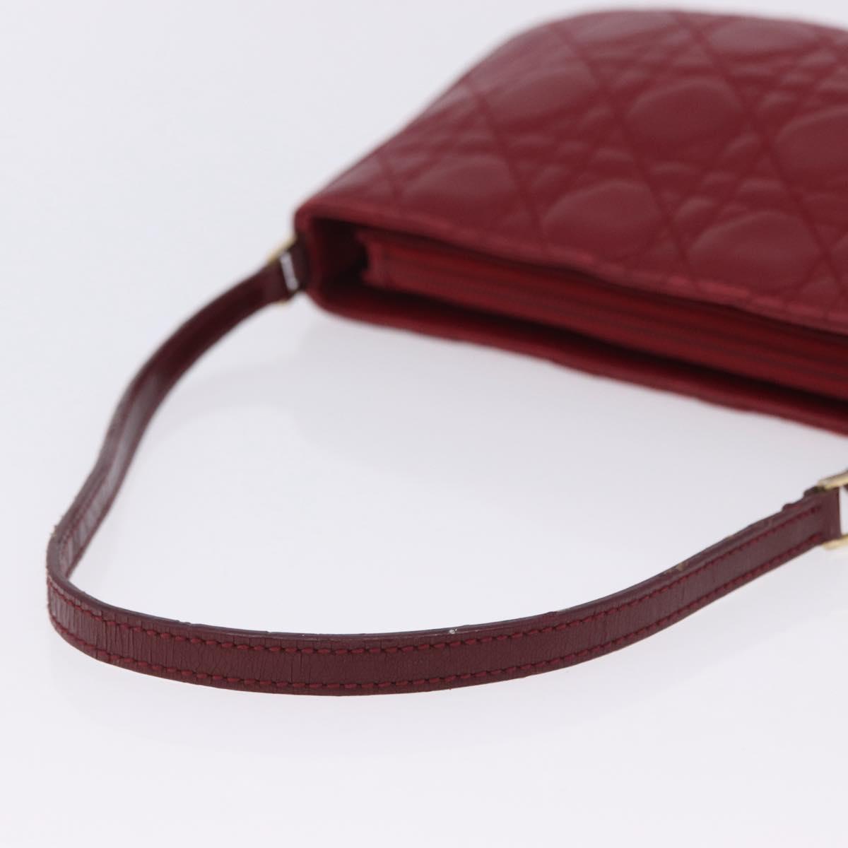 Christian Dior Canage Accessory Pouch Leather Red Gold Auth ep5334