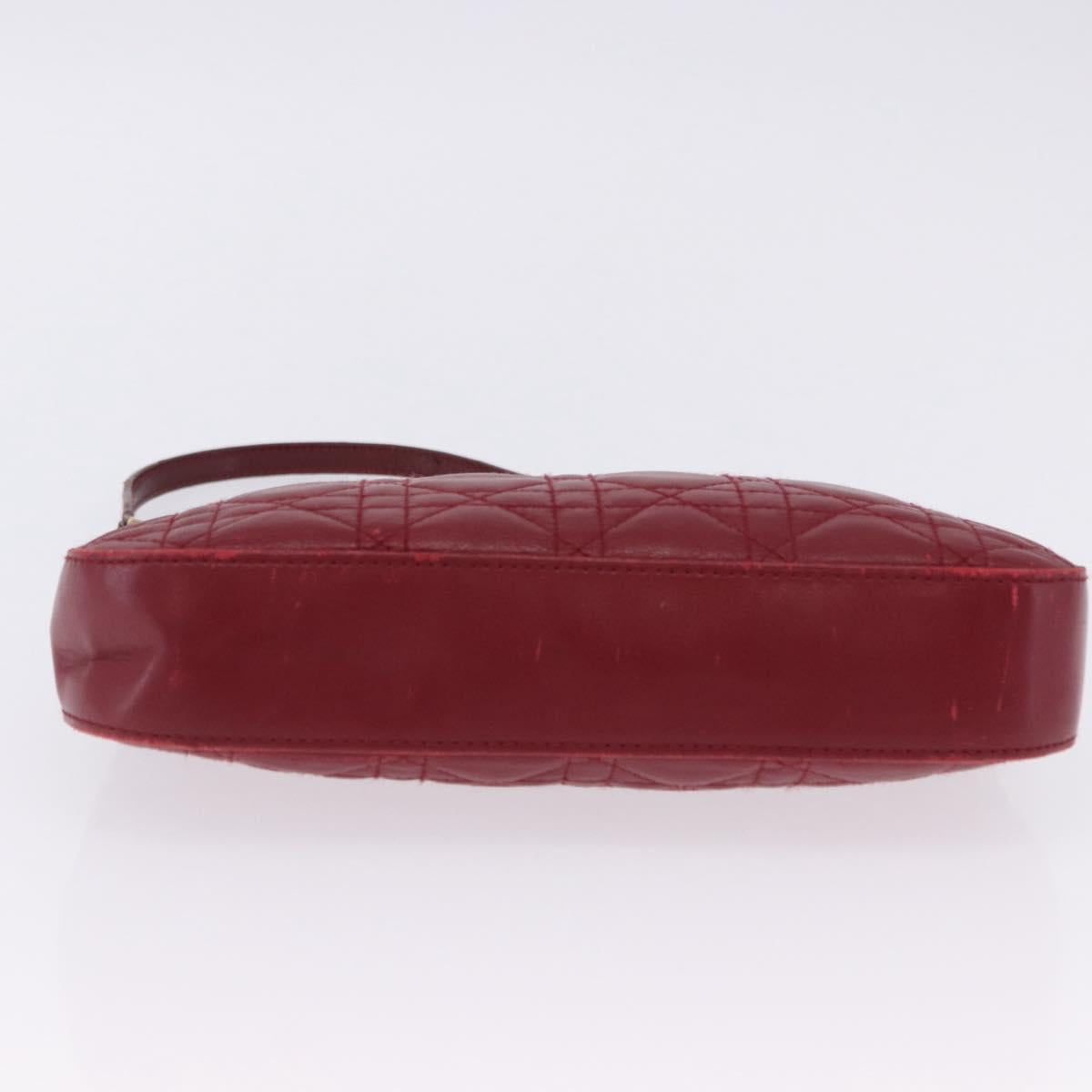 Christian Dior Canage Accessory Pouch Leather Red Gold Auth ep5334