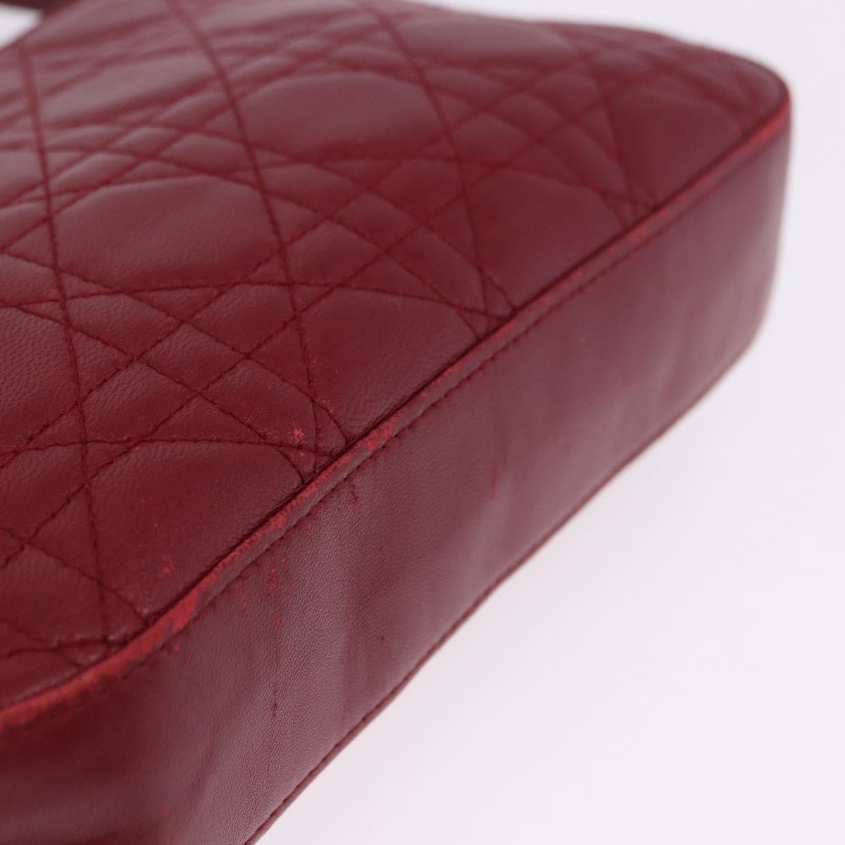 Christian Dior Canage Accessory Pouch Leather Red Gold Auth ep5334
