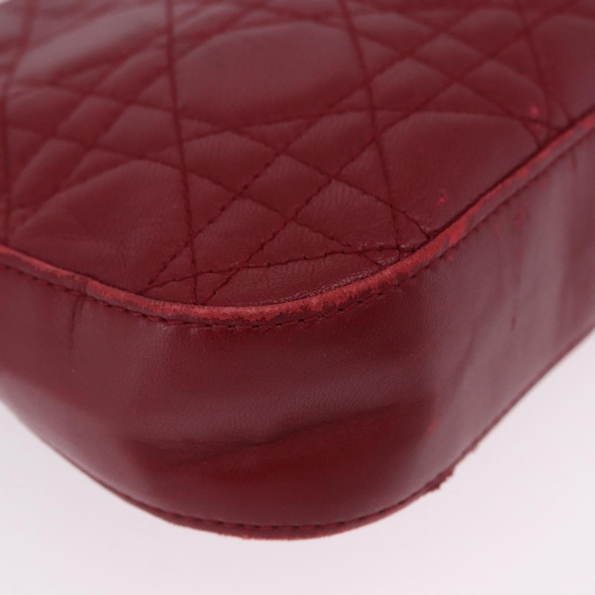 Christian Dior Canage Accessory Pouch Leather Red Gold Auth ep5334