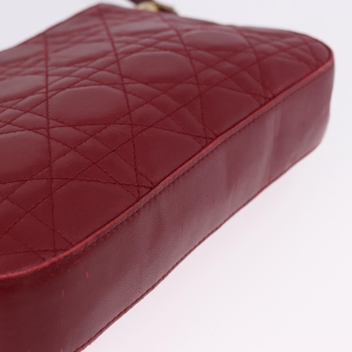 Christian Dior Canage Accessory Pouch Leather Red Gold Auth ep5334