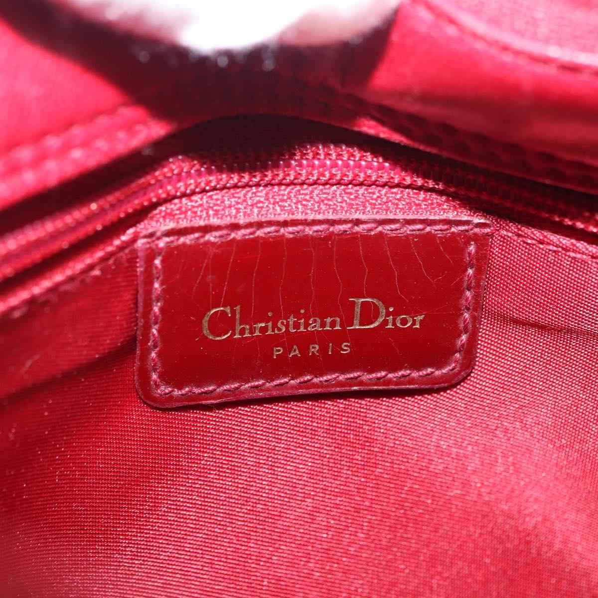 Christian Dior Canage Accessory Pouch Leather Red Gold Auth ep5334