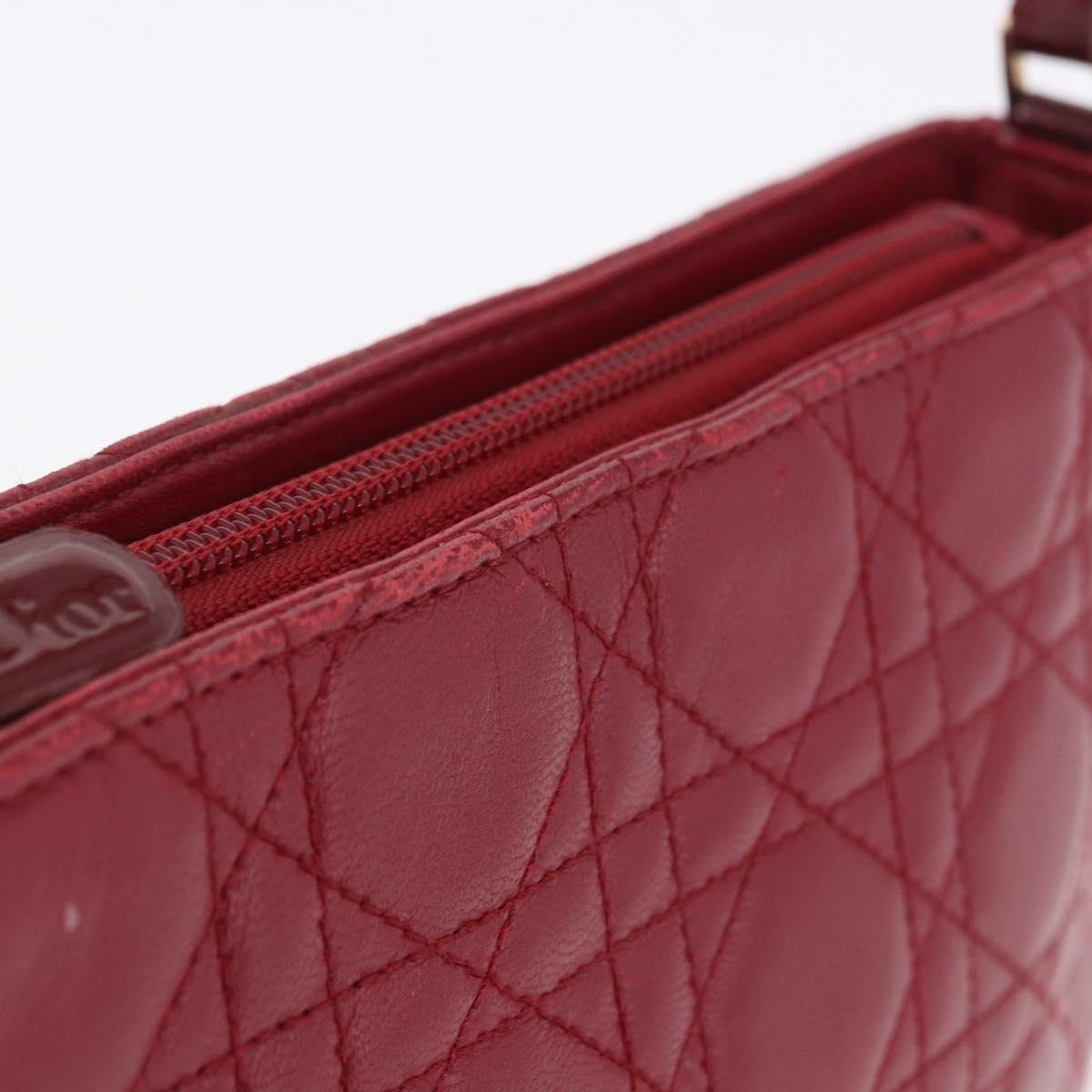 Christian Dior Canage Accessory Pouch Leather Red Gold Auth ep5334