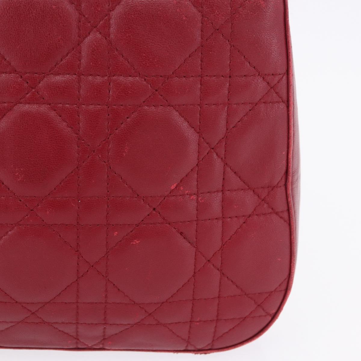 Christian Dior Canage Accessory Pouch Leather Red Gold Auth ep5334