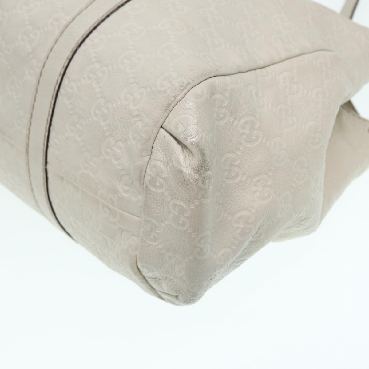 GUCCI GG Canvas Guccissima Hand Bag White Gold 211935 Auth ep5377