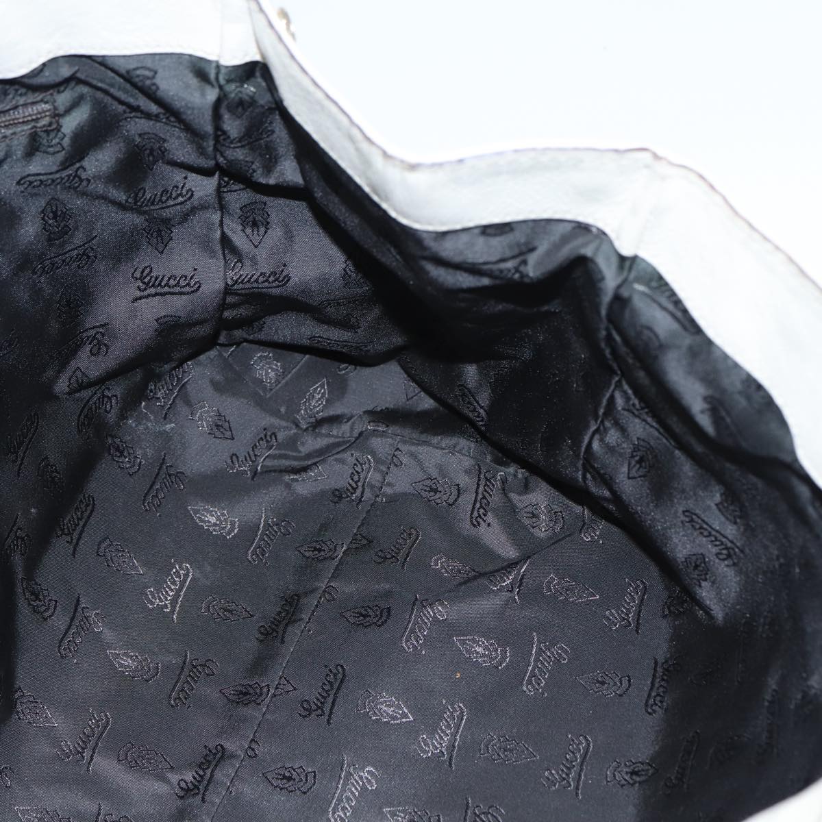 GUCCI GG Canvas Guccissima Hand Bag White Gold 211935 Auth ep5377