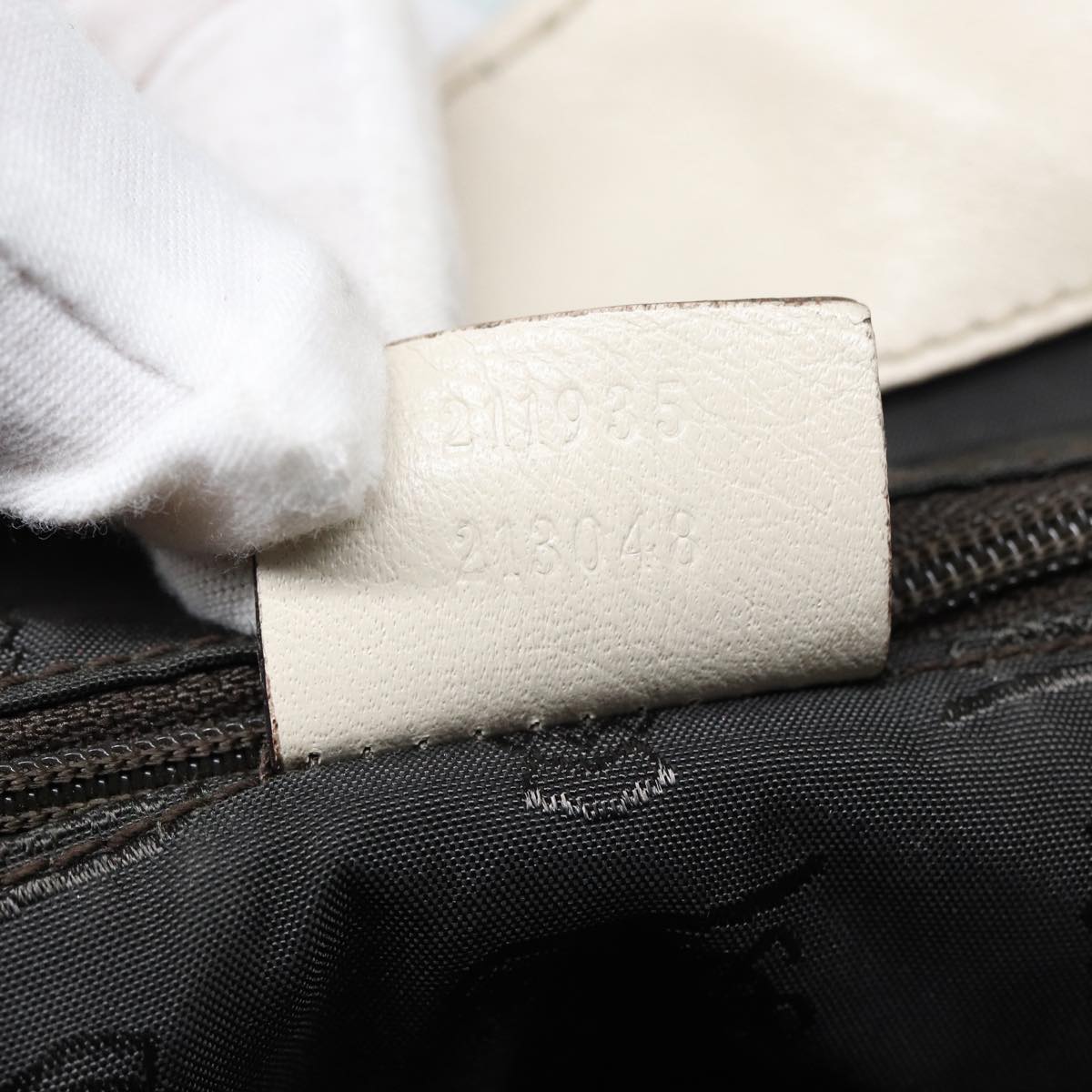 GUCCI GG Canvas Guccissima Hand Bag White Gold 211935 Auth ep5377