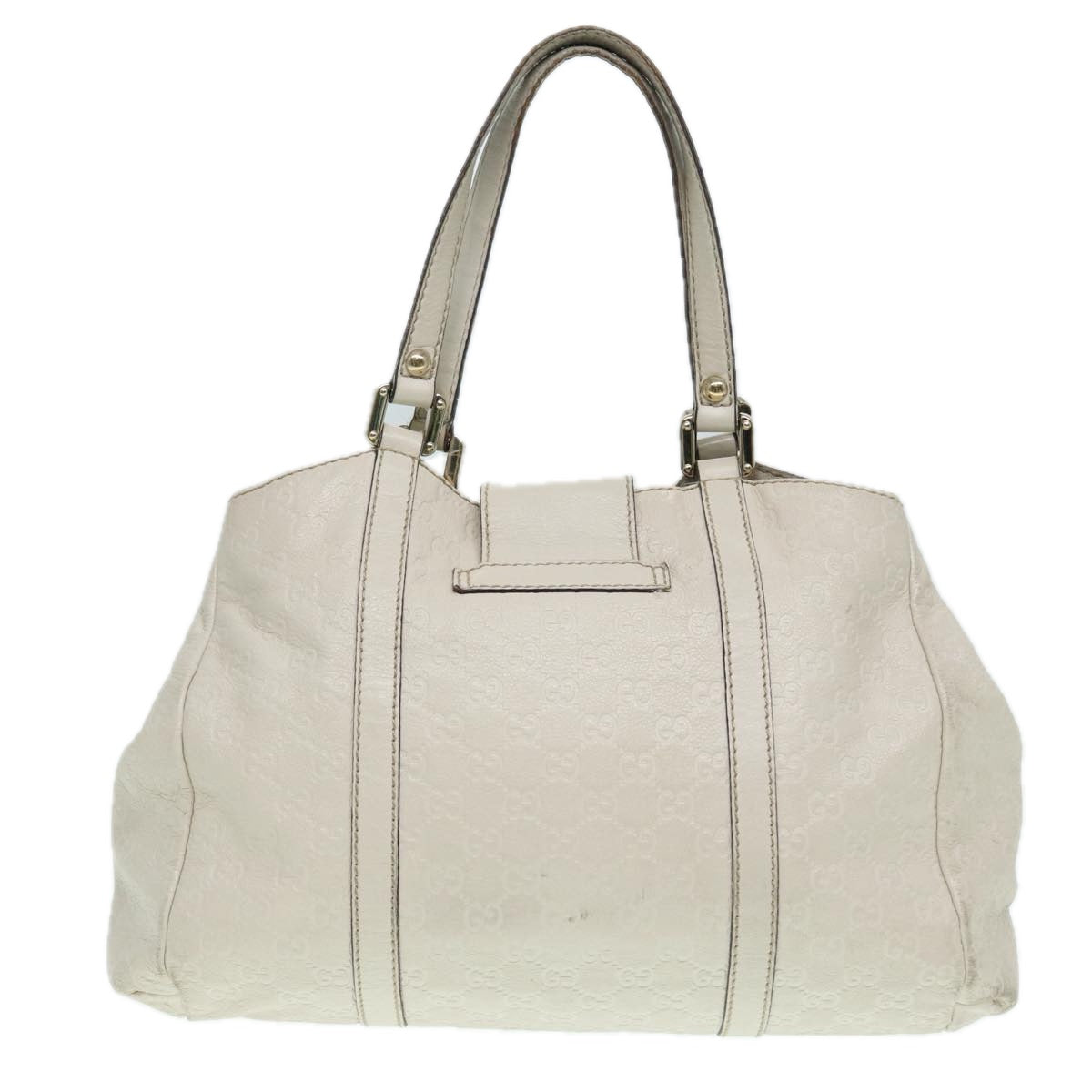 GUCCI GG Canvas Guccissima Hand Bag White Gold 211935 Auth ep5377