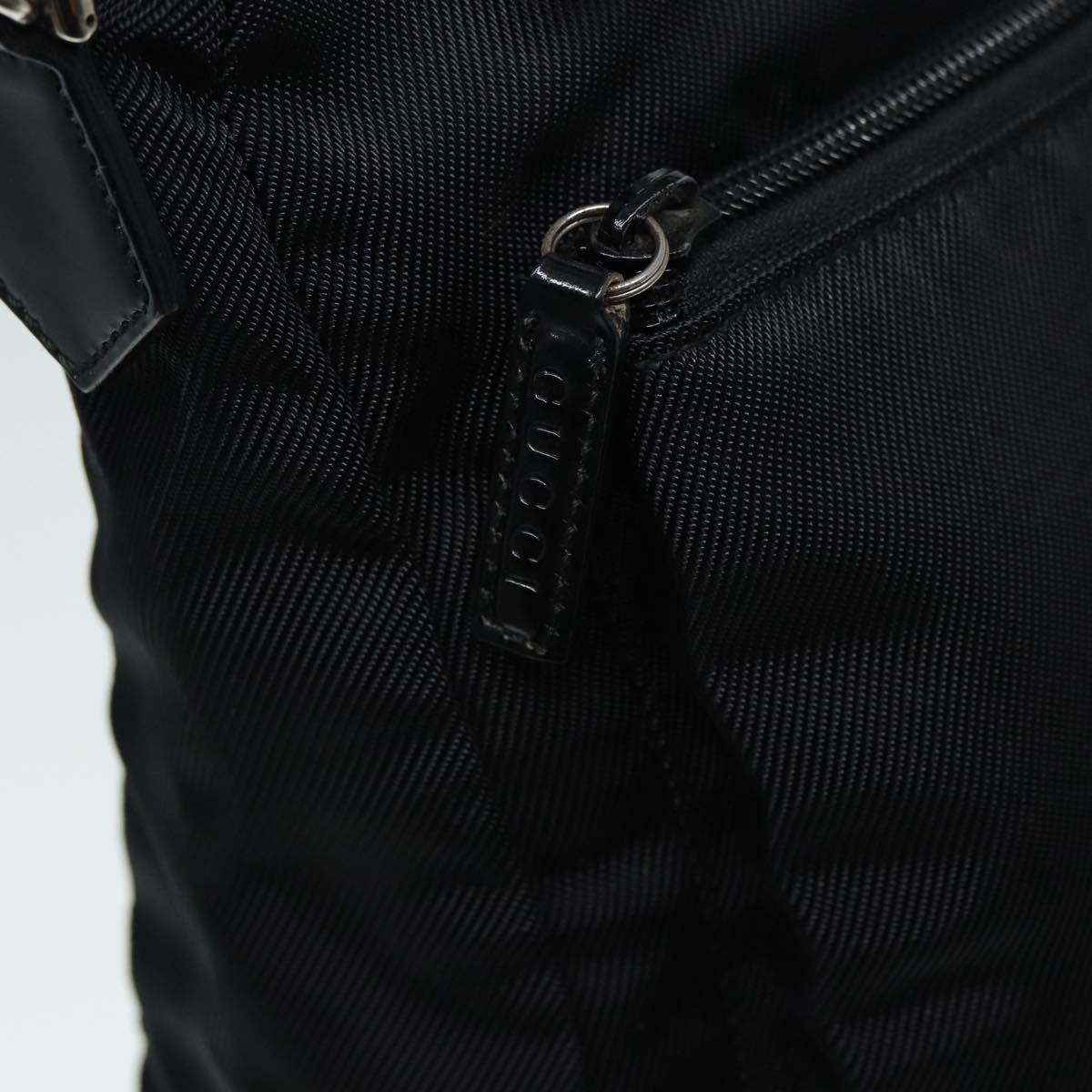 GUCCI Bamboo Hand Bag Nylon Black Silver 000 0509 Auth ep5387