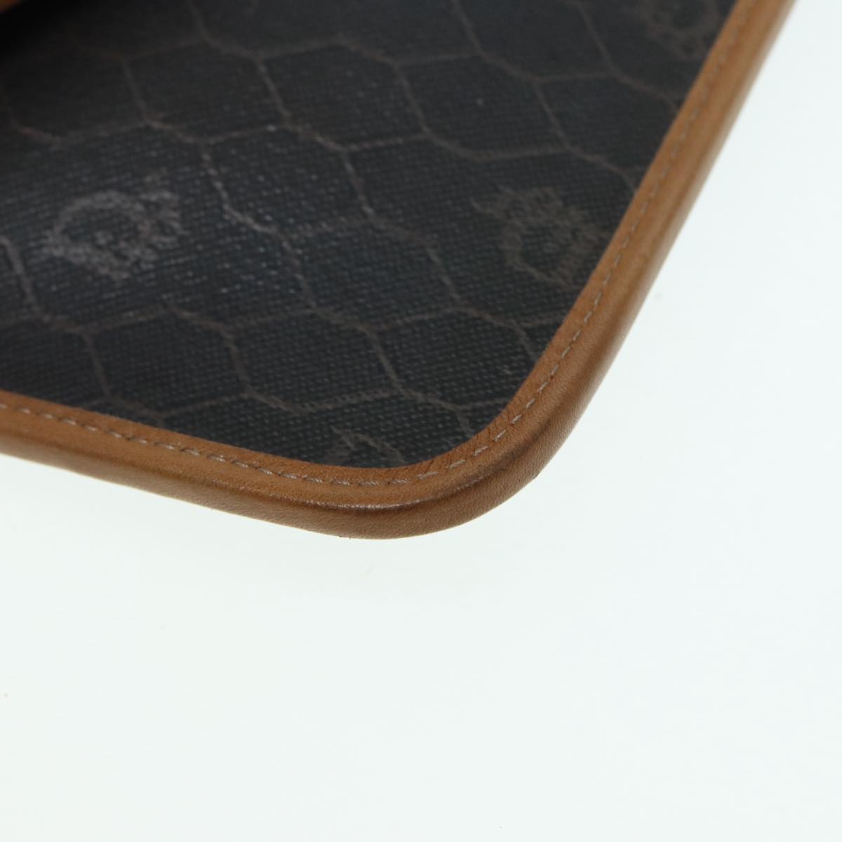 Christian Dior Chain Shoulder Bag PVC Leather Black Brown gold Auth ep5515