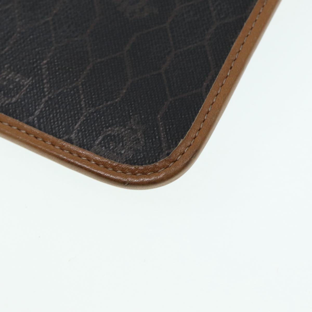 Christian Dior Chain Shoulder Bag PVC Leather Black Brown gold Auth ep5515