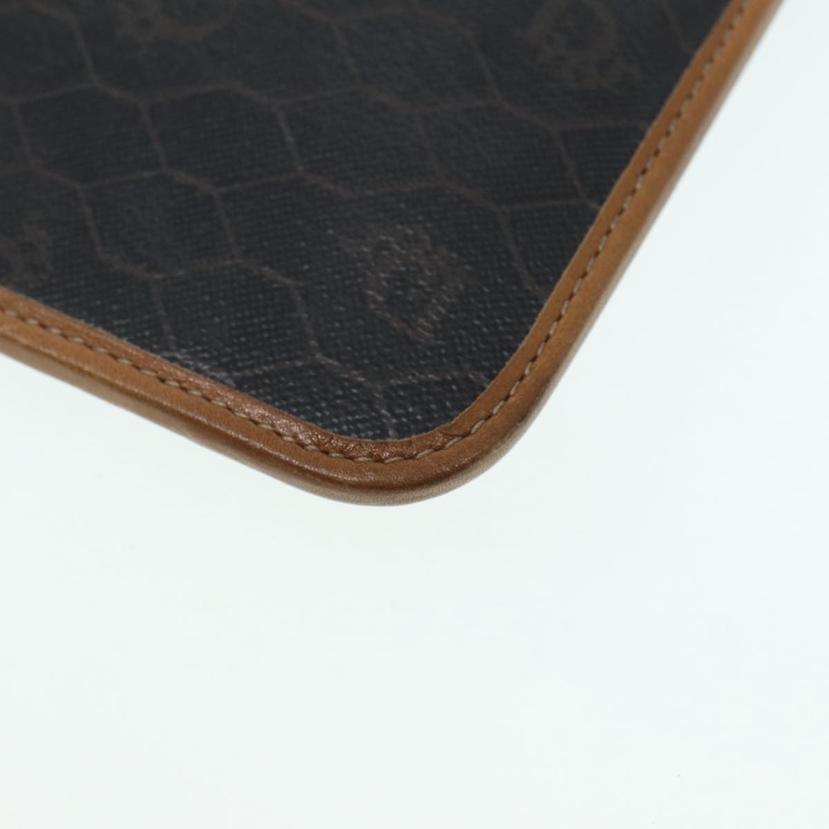 Christian Dior Chain Shoulder Bag PVC Leather Black Brown gold Auth ep5515