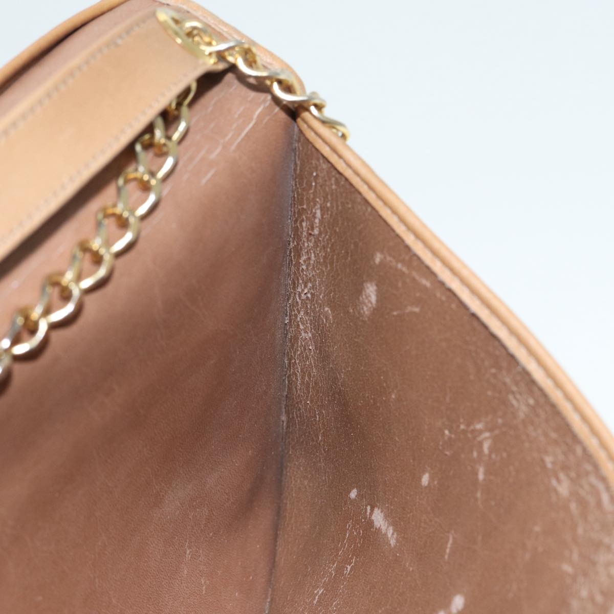 Christian Dior Chain Shoulder Bag PVC Leather Black Brown gold Auth ep5515