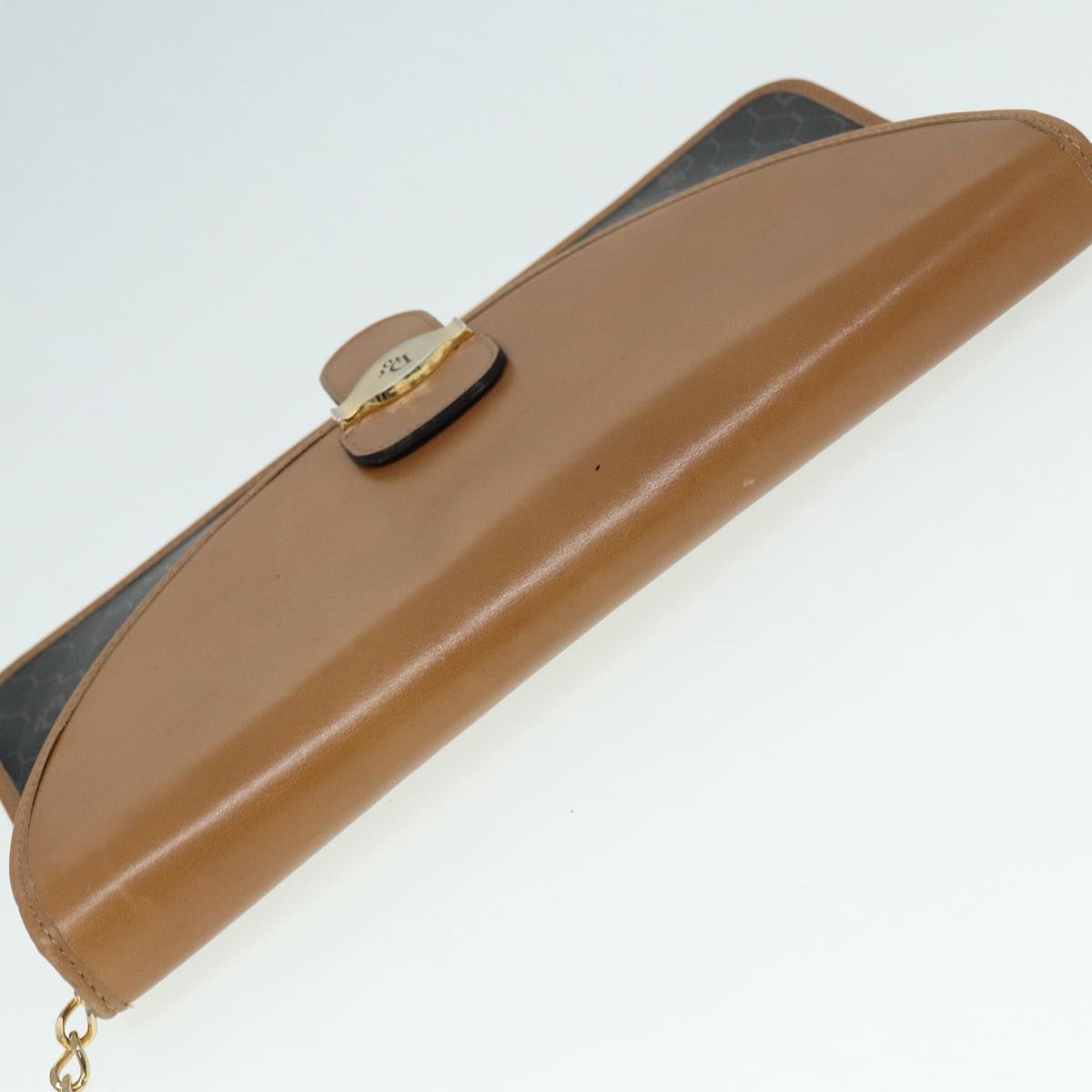 Christian Dior Chain Shoulder Bag PVC Leather Black Brown gold Auth ep5515