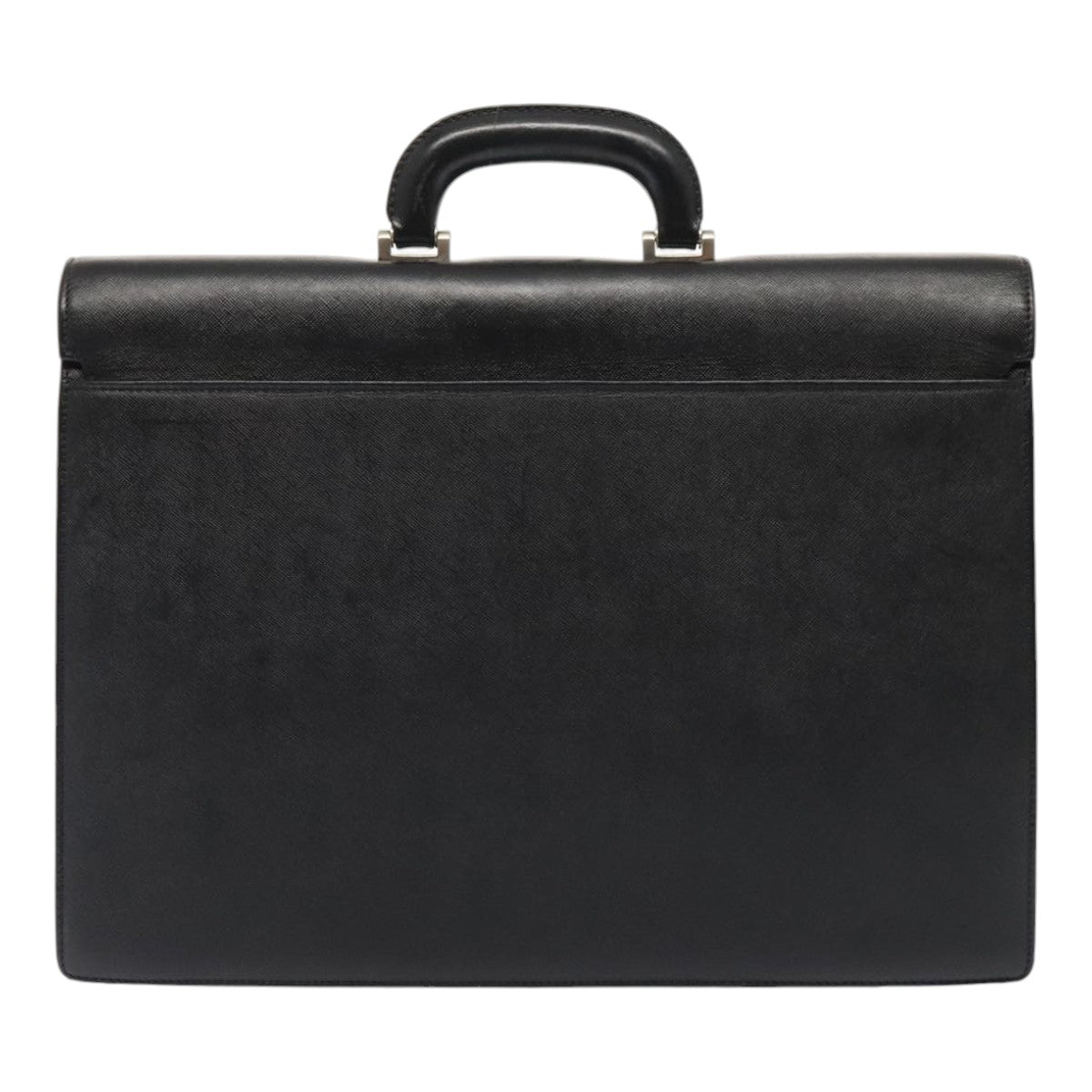 BURBERRY Business Bag Leather Black Silver Auth ep5521