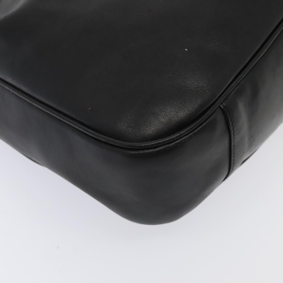 GUCCI Bamboo Shoulder Bag Leather 2way Black Gold 001 1998 1577 Auth ep5534