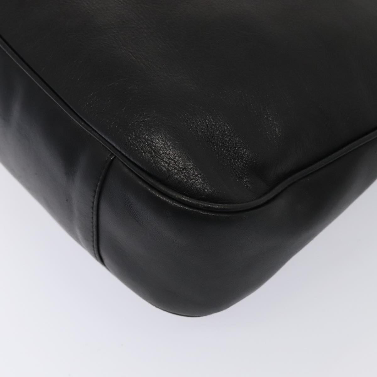 GUCCI Bamboo Shoulder Bag Leather 2way Black Gold 001 1998 1577 Auth ep5534