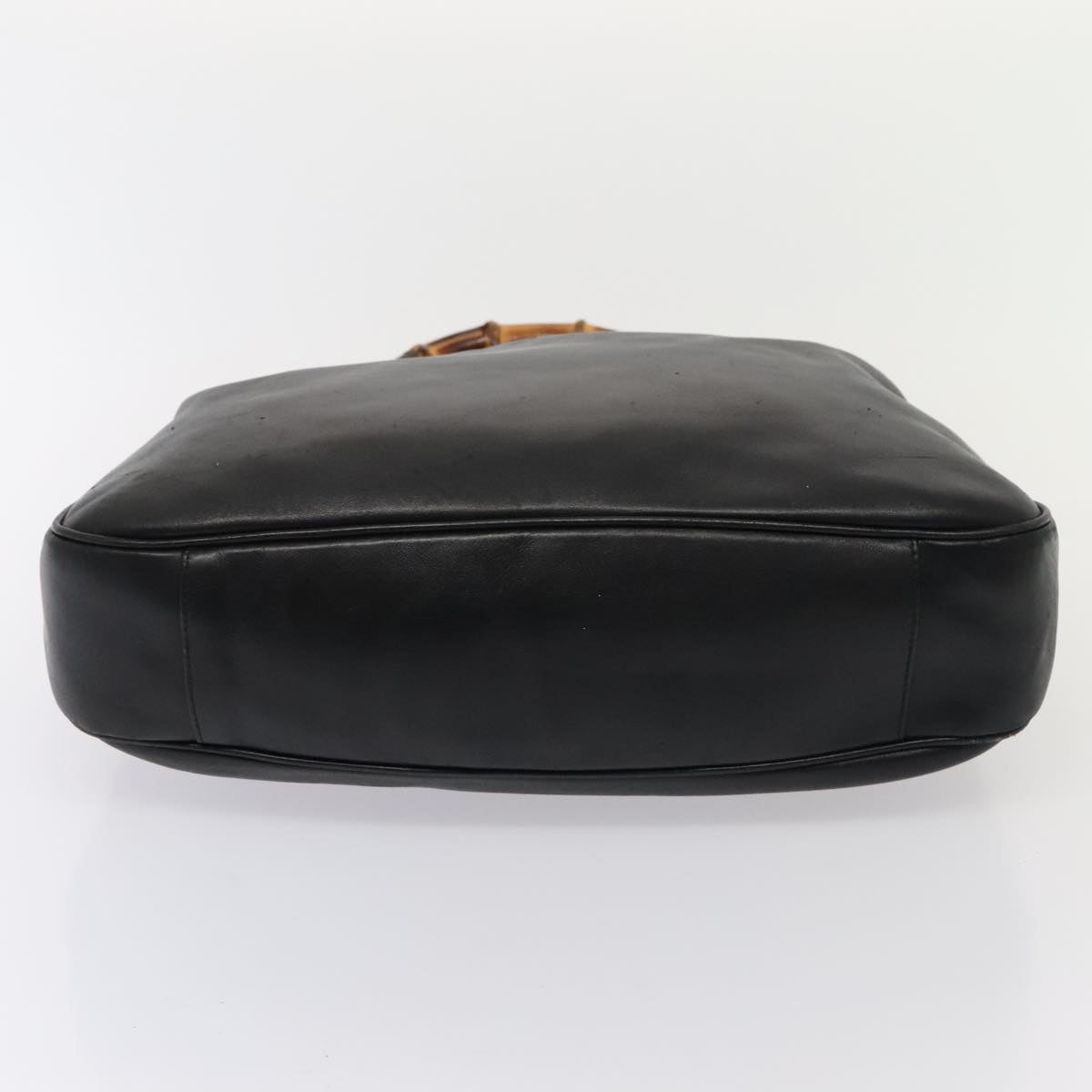 GUCCI Bamboo Shoulder Bag Leather 2way Black Gold 001 1998 1577 Auth ep5534