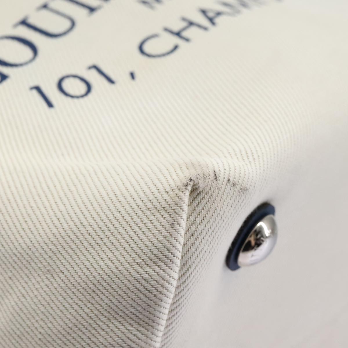 LOUIS VUITTON Cabas PM Tote Bag Canvas White Blue M94504 LV Auth ep5538