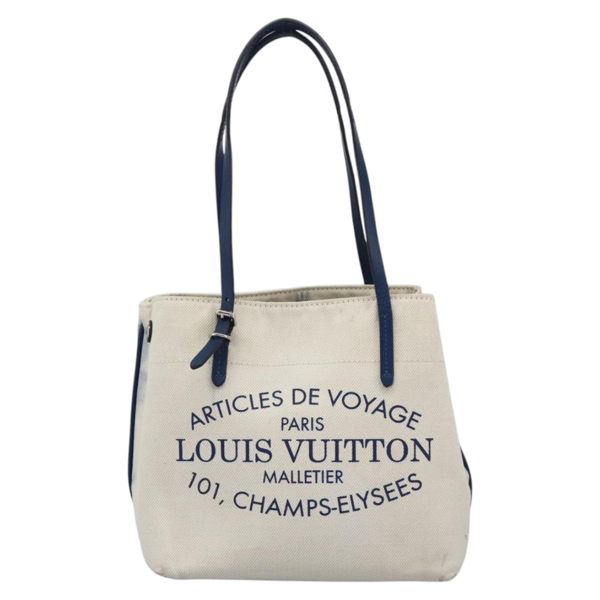 LOUIS VUITTON Cabas PM Tote Bag Canvas White Blue M94504 LV Auth ep5538