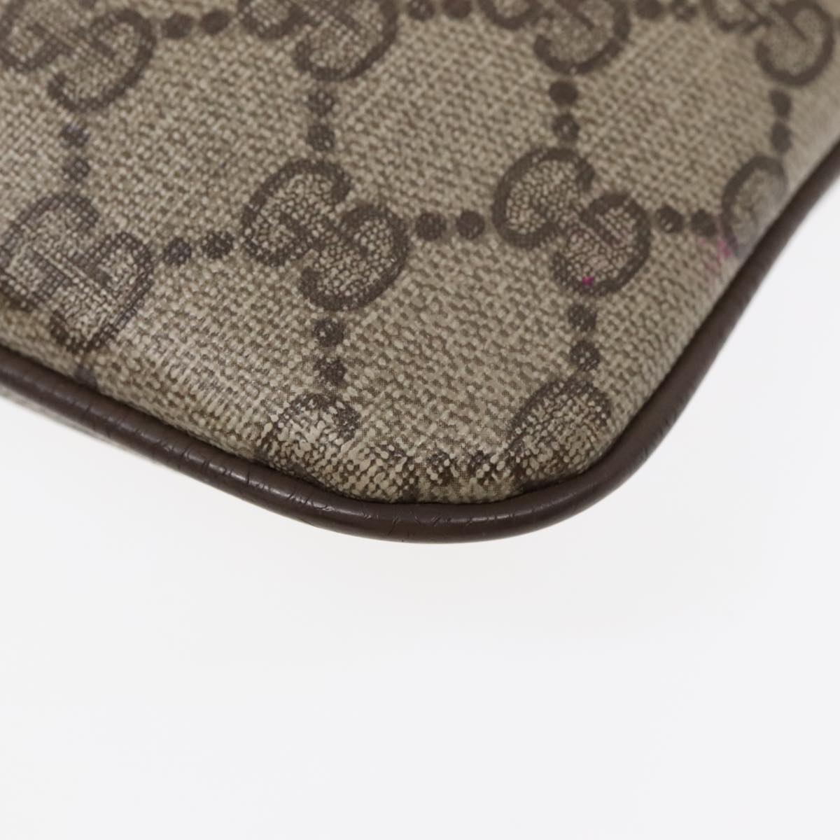 GUCCI GG Supreme Web Sherry Line Shoulder Bag PVC Beige Gold Auth ep5636