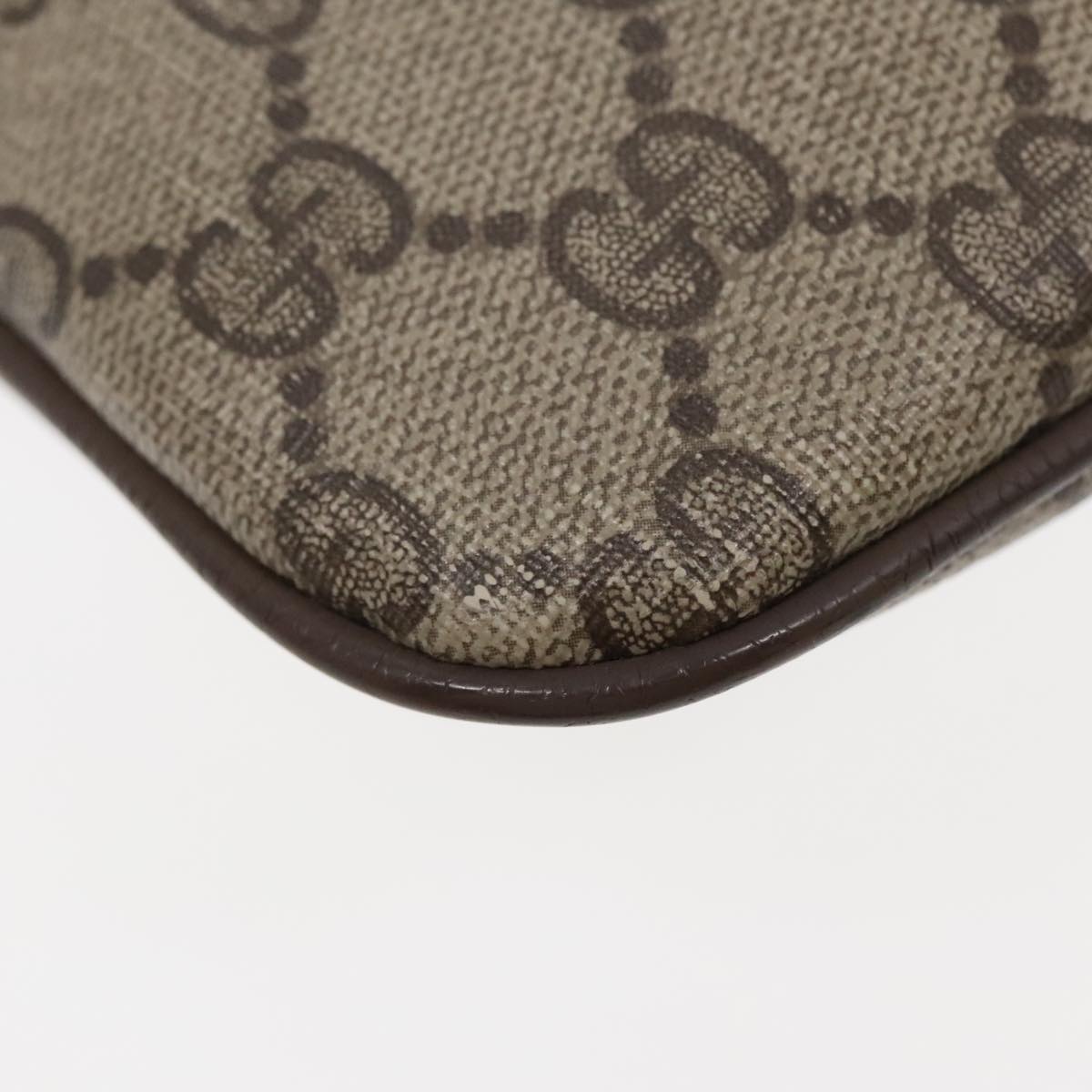 GUCCI GG Supreme Web Sherry Line Shoulder Bag PVC Beige Gold Auth ep5636