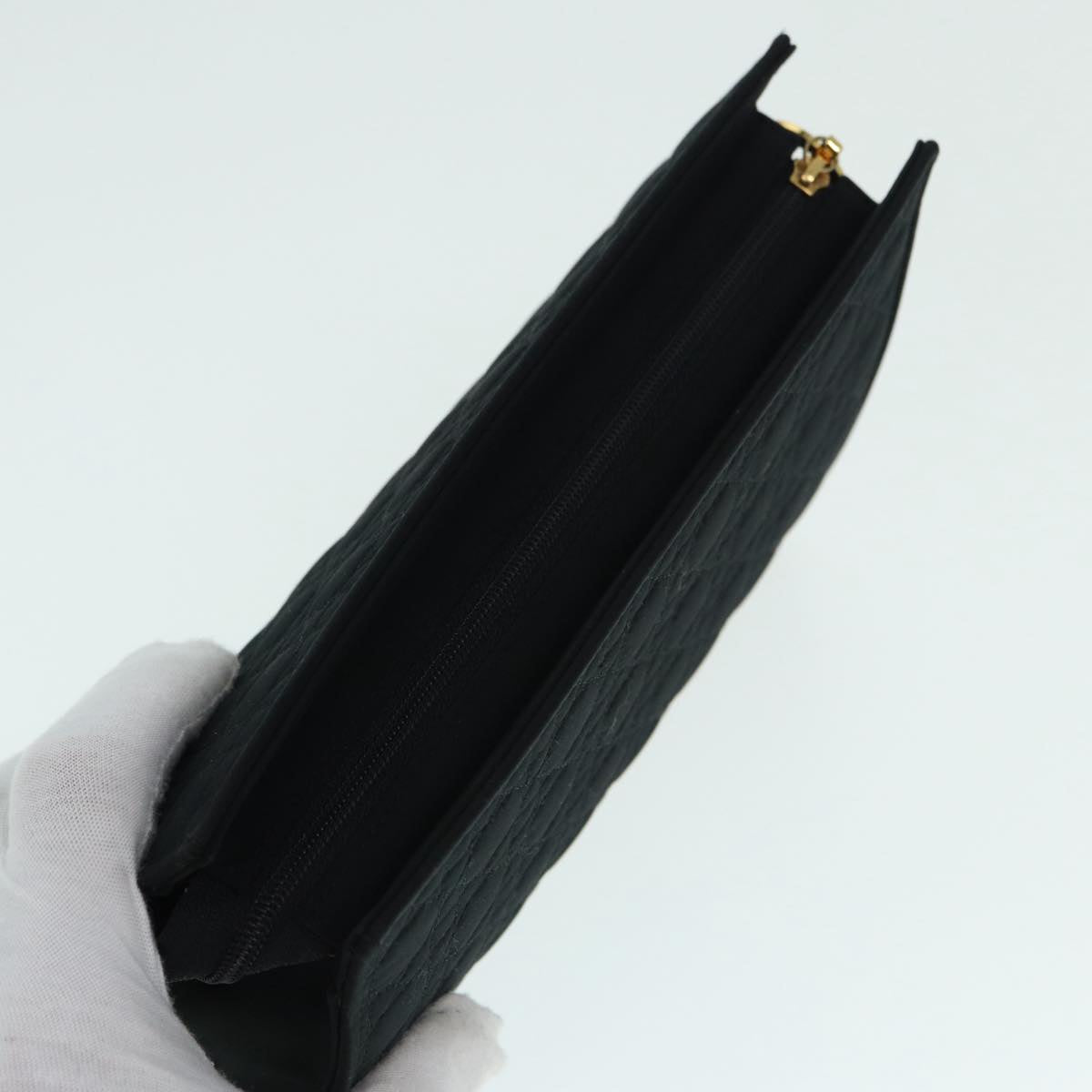 Christian Dior Canage Pouch Nylon Black Gold Auth ep5643