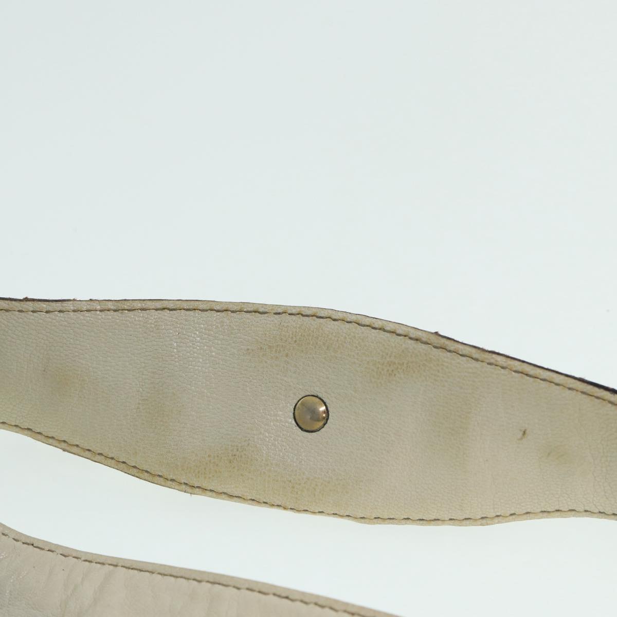 GUCCI Horsebit Shoulder Bag Leather Beige Gold 170013 Auth ep5698