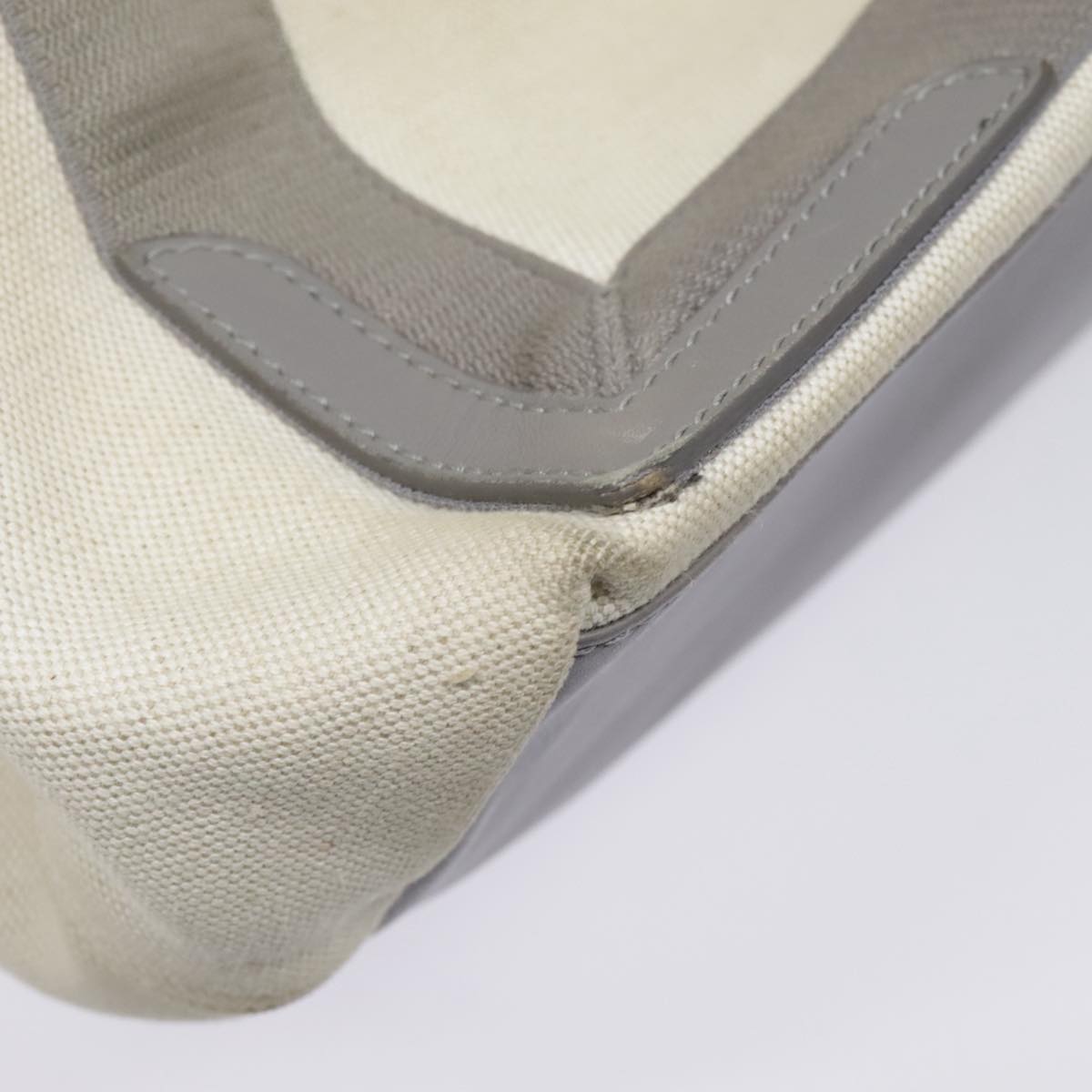 BALENCIAGA Navy Cabas S Hand Bag Canvas Leather White Beige 339933 Auth ep5793