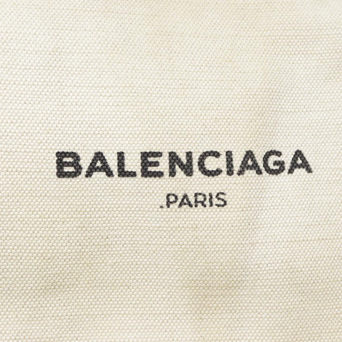BALENCIAGA Navy Cabas S Hand Bag Canvas Leather White Beige 339933 Auth ep5793