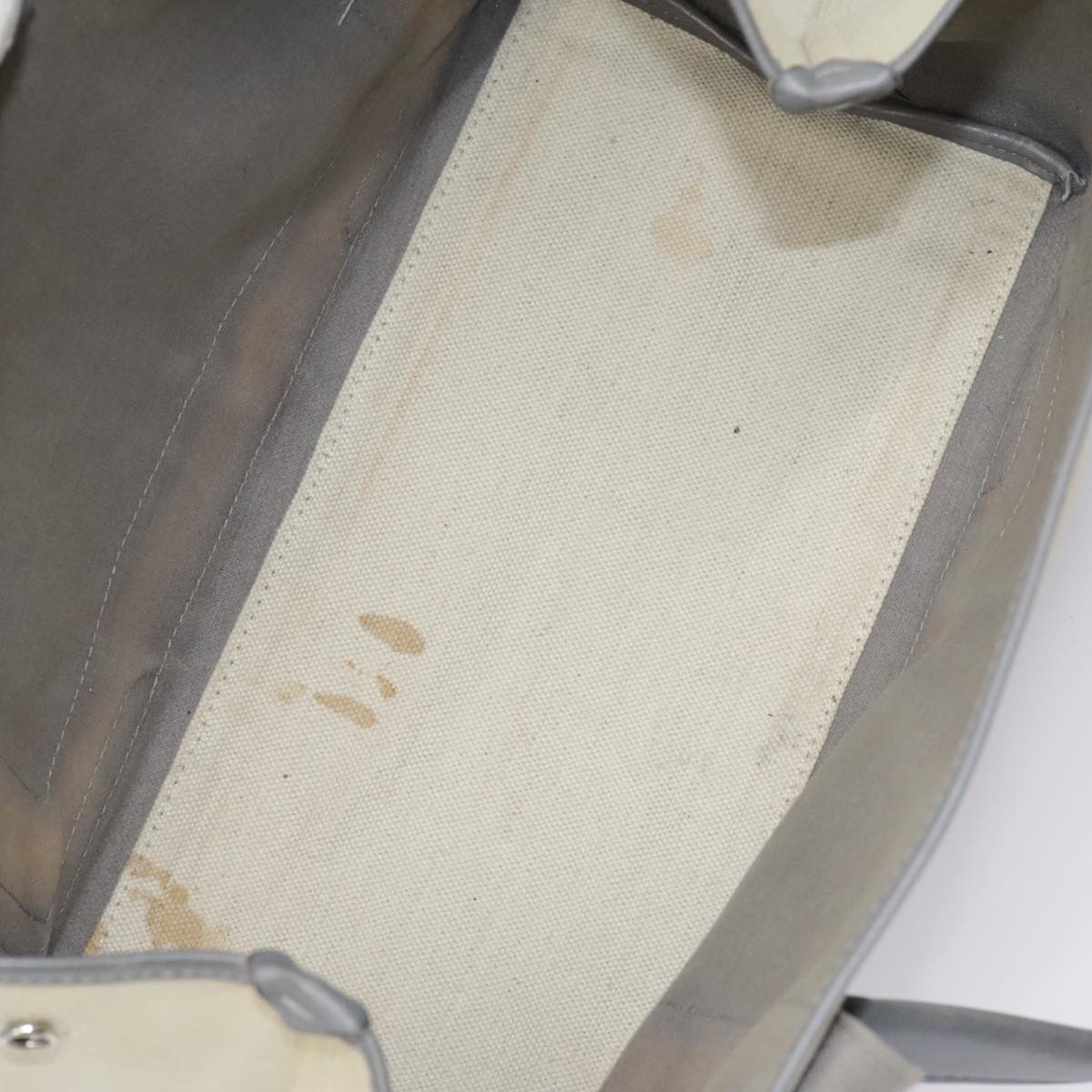 BALENCIAGA Navy Cabas S Hand Bag Canvas Leather White Beige 339933 Auth ep5793